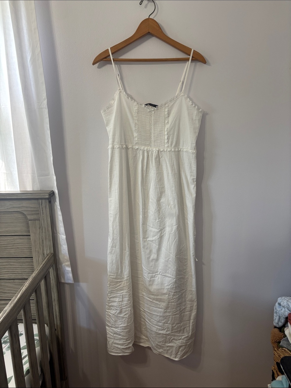 Brandy Melville Cotton White Lace-Trim Maxi Dress